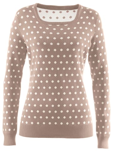 WITT WEIDEN Pullover in taupe-weiß-getupft