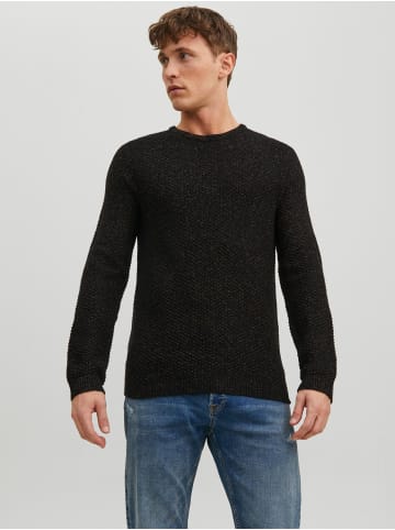 Jack & Jones Langarm Grobstrick Pullover Rundhals Sweater JJEDAMIAN in Schwarz