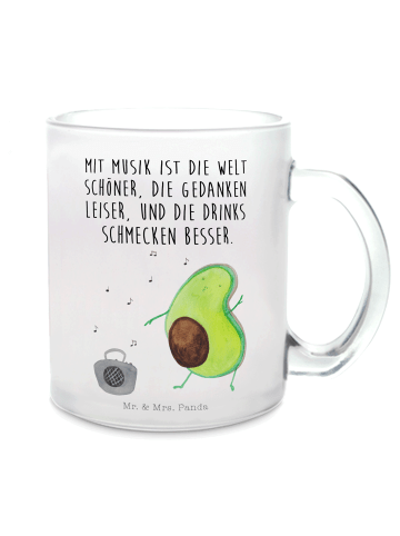 Mr. & Mrs. Panda Kaffeebecher Avocado Tanzen mit Spruch in Transparent