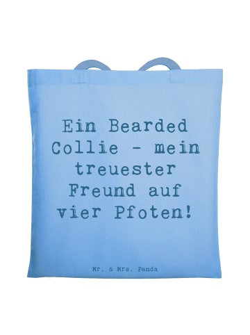 Mr. & Mrs. Panda Canvas Tasche Spruch Bearded Collie Freund mit ... in Sky Blue