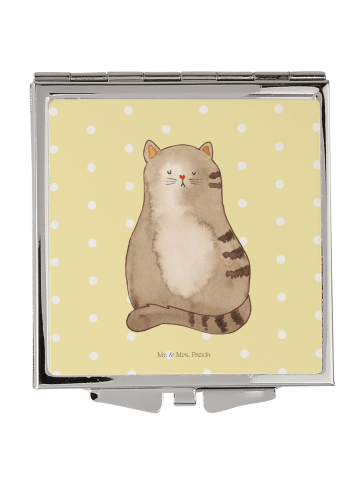 Mr. & Mrs. Panda Handtaschenspiegel quadratisch Katze Sitzen ohn... in Gelb Pastell