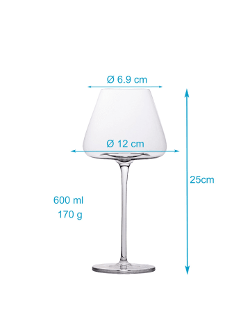 Intirilife Wein Glas Set 600 ml Weißwein Rotwein Gläser Spülmaschinenfest in Transparent