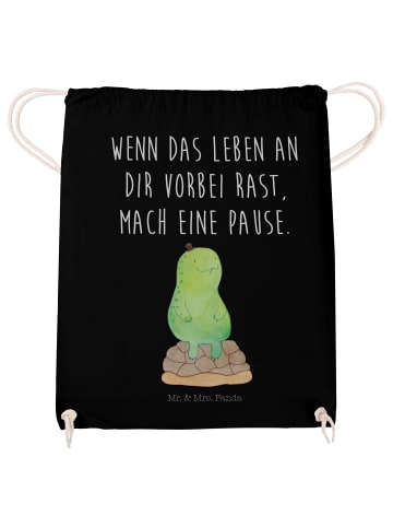 Mr. & Mrs. Panda Jutebeutel Schildkröte Pause mit Spruch in Schwarz