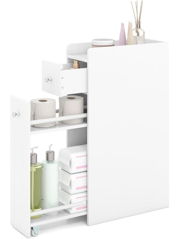COSTWAY Nischenschrank mit Schublade & Rollen 18 x 40 x 70 cm in Weiß