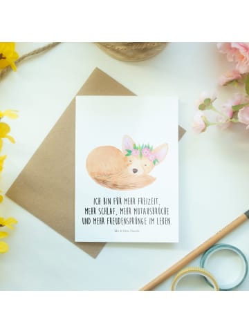 Mr. & Mrs. Panda Grußkarte Wüstenfuchs Blumen mit Spruch in Weiß