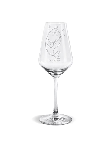 Mr. & Mrs. Panda Weißwein Glas Narwal Gitarre ohne Spruch in Transparent