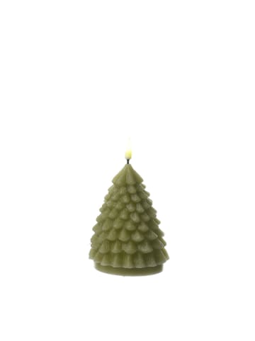 Deluxe Homeart LED Kerze  Tannenbaum Weihnachtsbaum Echtwachs H: 11cm in hellgrün