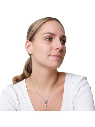 Steel_Art Halskette mit Perle für Frauen Amy silberfarben in silberfarben poliert