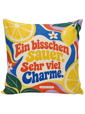 Kuschelkissen 40x40 Retro-Zitronengrafik retro ... in Weiß