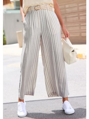 LASCANA Bundfaltenhose in creme-schwarz gestreift