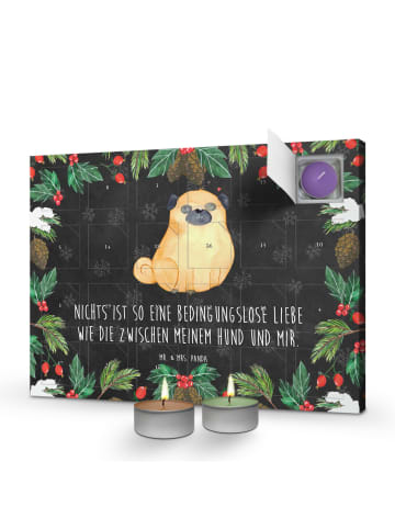 Mr. & Mrs. Panda Duftkerzen Adventskalender Mops mit Spruch in Kreidetafel