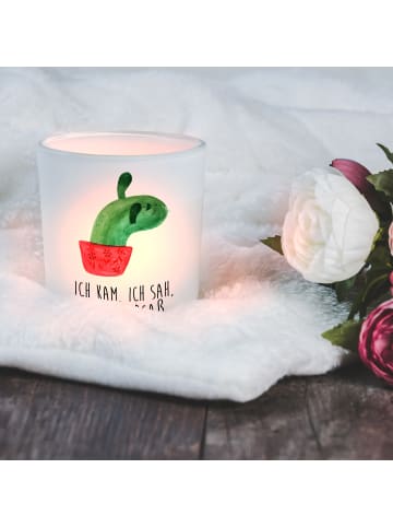 Mr. & Mrs. Panda Windlicht aus Glas Kaktus Mama mit Spruch in Transparent