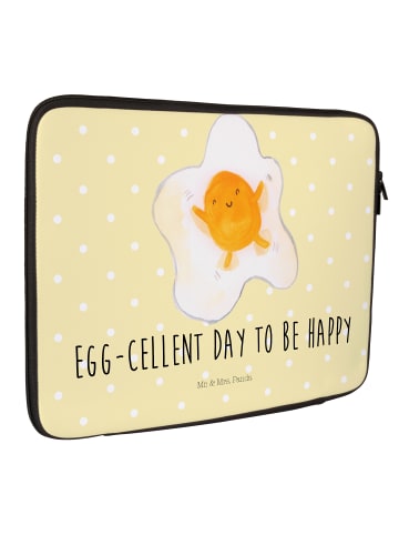 Mr. & Mrs. Panda Laptop Tasche Spiegelei Ei mit Spruch in Gelb Pastell