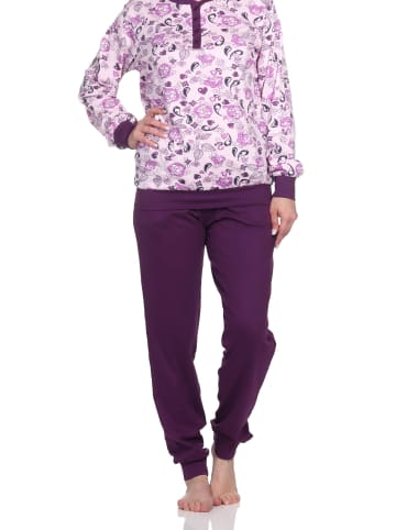 NORMANN r interlock Schlafanzug Pyjama lang Bündchen - 75967 in rosa