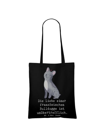 Mr. & Mrs. Panda Jutebeutel Französische Bulldogge Liebe mit Spruch in Schwarz