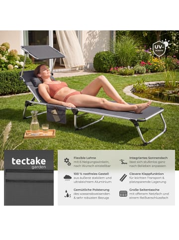 tectake klappbare Aluminium Sonnenliege, 220 x 60,5 x 34 cm, mit Seitentasche