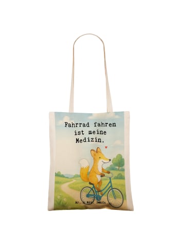 Mr. & Mrs. Panda Tragetasche Fuchs Fahrrad fahren Design mit Spruch in Weiß