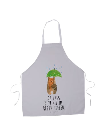 Mr. & Mrs. Panda Schürze Bär Regenschirm mit Spruch in Grau Pastell