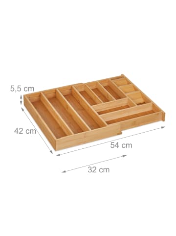 relaxdays Besteckkasten in Natur - (B)54 x (H)5,5 x (T)42 cm