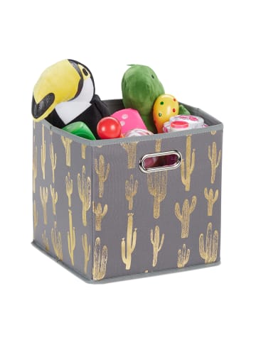 relaxdays 4 x Faltbox in Grau/ Gold - (B)28,5 x (H)29 x (T)28,5 cm