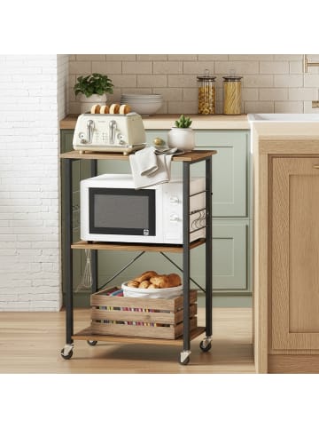 VASAGLE Servierwagen Barnet in Vintagebraun-Schwarz - (B)60 x (H)89 x (T)40 cm