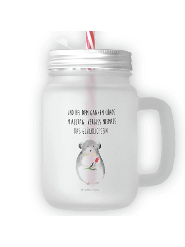 Mr. & Mrs. Panda Limonadenglas Chinchilla Blume mit Spruch in Transparent