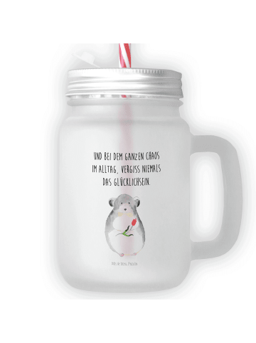 Mr. & Mrs. Panda Trinkglas Mason Jar Chinchilla Blume mit Spruch in Transparent