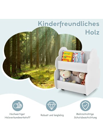 COSTWAY Kinder Bücherregal auf Rollen in Weiß
