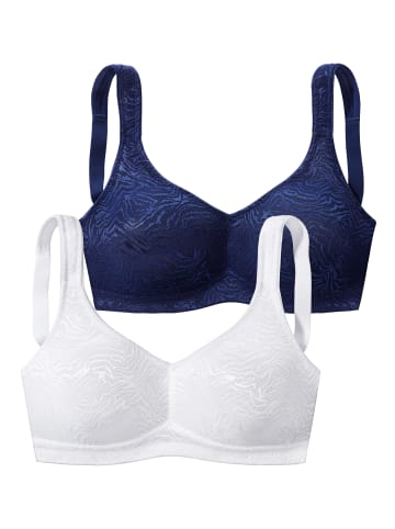 PETITE FLEUR Soft-BH in navy + weiß
