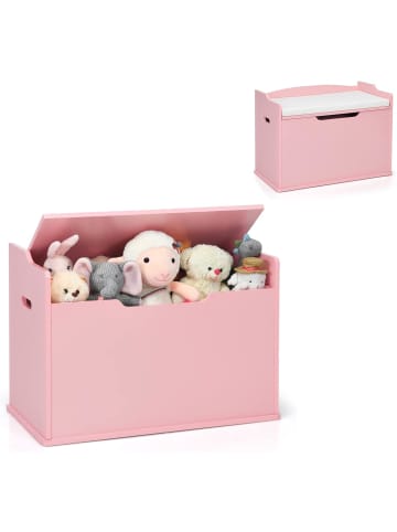 COSTWAY Spielzeugkiste mit Deckel 74 x 39 x 52 cm in Rosa