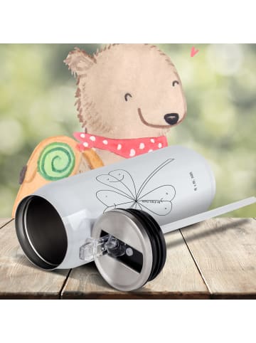 Mr. & Mrs. Panda Edelstahl Trinkflasche Blume Kleeblatt ohne Spruch in Weiß