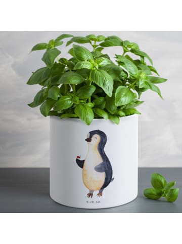 Mr. & Mrs. Panda Pflanzenkübel groß Pinguin Marienkäfer ohne Spruch in Weiß