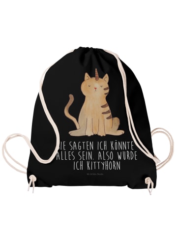 Mr. & Mrs. Panda Jutebeutel Einhorn Katze mit Spruch in Schwarz