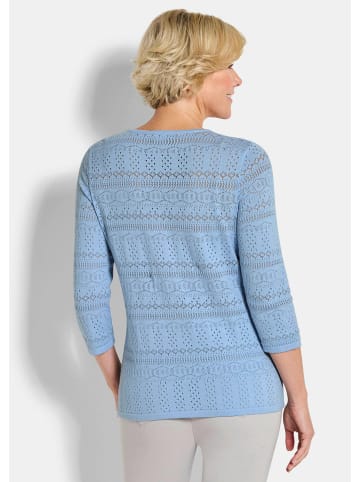 GOLDNER Kurzgröße:  Sommerpullover mit V-Ausschnitt in hellblau