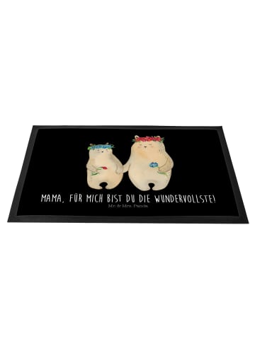 Mr. & Mrs. Panda Schmutzfangmatte Bären mit Blumenkranz mit Spruch in Schwarz