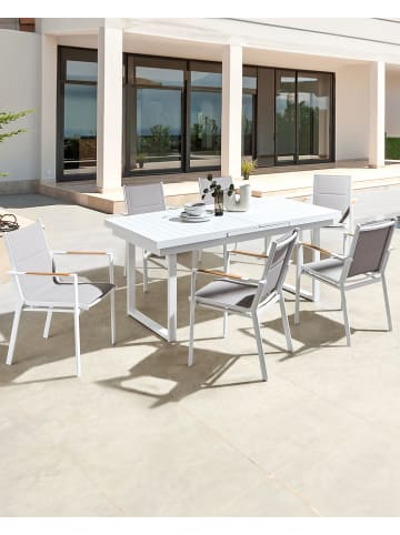 Beliani 6er-Set Gartenstuhl BUSSETO in Weiß/Grau/Braun
