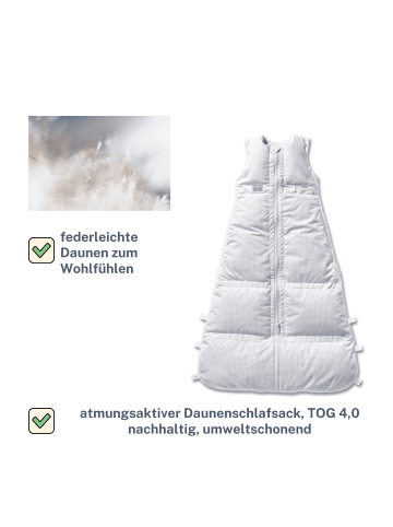 Kinderhaus Blaubär ARO Artländer Daunenschlafsack TOP in Vichy Karo Silber