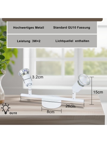 ZMH Deckenleuchte LED weiß GU10 - Deckenspots 2-flammige Wandleuchten
