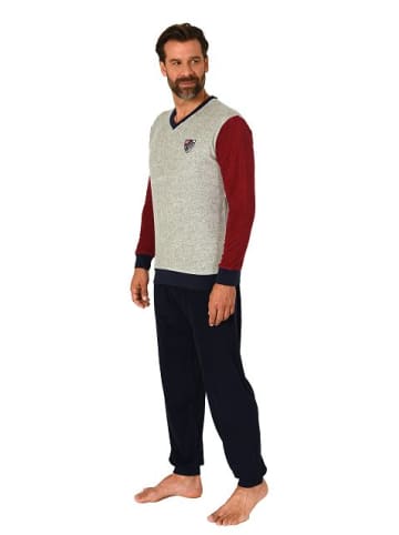 NORMANN Frottee Pyjama Schlafanzug & Bündchen - 82496 in rot