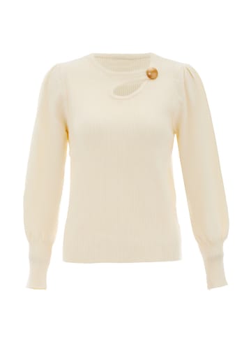 NAEMI Damen Strickpullover in Wollweiss