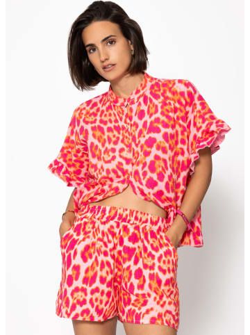 SASSYCLASSY Musselin Bluse mit Rüschensaum in Pink