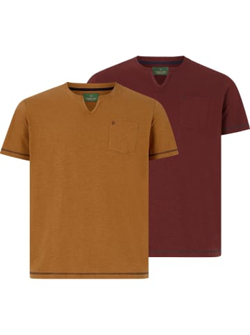 Charles Colby Doppelpack T-Shirt EARL KARLO in dunkelrot orange