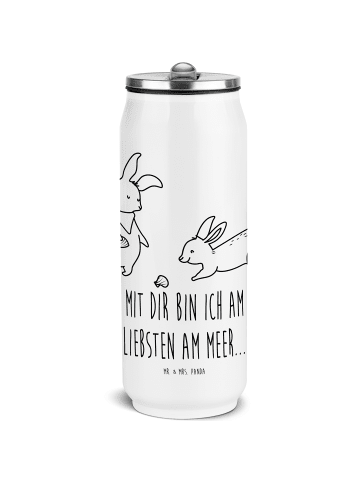 Mr. & Mrs. Panda Isolierte Trinkflasche Hasen Muschel mit Spruch in Weiß