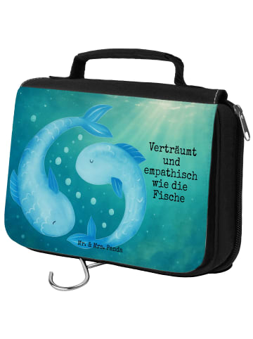 Mr. & Mrs. Panda Kulturbeutel Sternzeichen Fische Design mit Spruch in Weiß