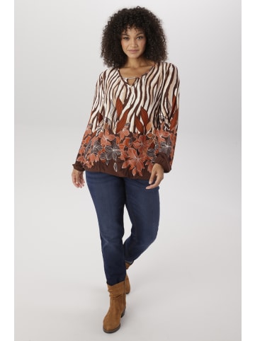 Aniston PLUS Langarmshirt in beige-braun