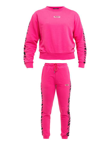 Tom Barron Freizeitanzug Tom Barron Zebra Pattern Sweatshirt And Pant Set in FUCHSIA