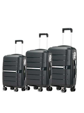 Cheffinger Reisekoffer Koffer 3 tlg Set Trolley Kofferset Handgepäck in Schwarz