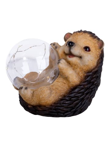 näve LED Solarleuchte "IGEL" in braun - (L)17 cm x (B)12 cm x (H)14.5 cm