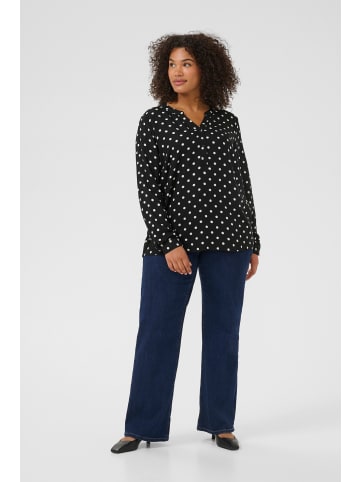 KAFFE curve Langarm-Bluse KCsida Regular fit in Black/ Chalk Dot Print