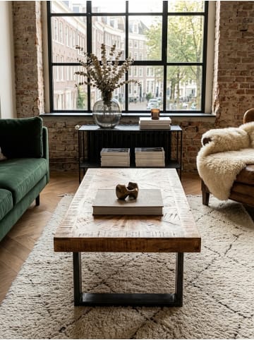 KADIMA DESIGN Couchtisch Mango, rustikaler Stil, Metallbeine, 105x40x55 cm, stabil